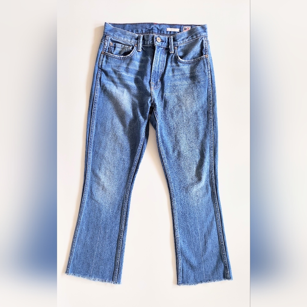 NOEND Denim Kick Flare Distressed Hem Jeans Womens Size US 2 EU 26 Medium Wash